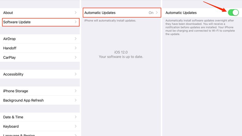 ios 12 auto ios updates