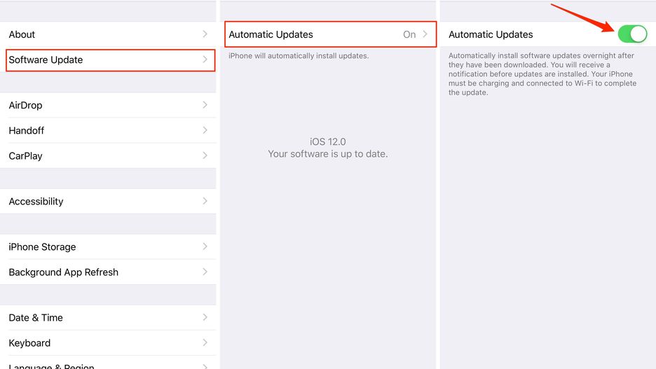 ios 12 auto ios updates