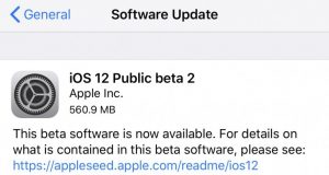 iOS 12 Public Beta 2