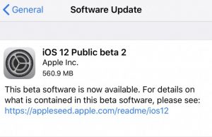 iOS 12 Public Beta 2